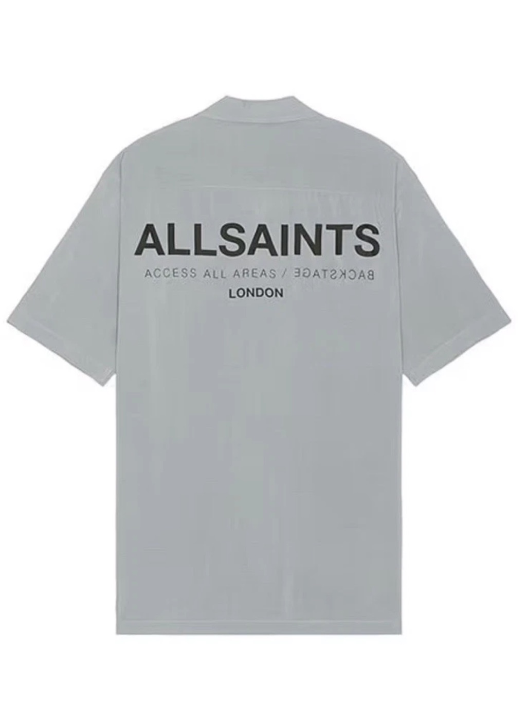 Allsaints Underground Access All Areas Grey Relaxed Fit Button Down Shirt Sz L
